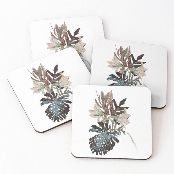 Item preview, Tropical flowers and plants. Bouquet of flowers. Exotic, jungle, tropic in blue brown tones. designed and sold by MatyKotiv.