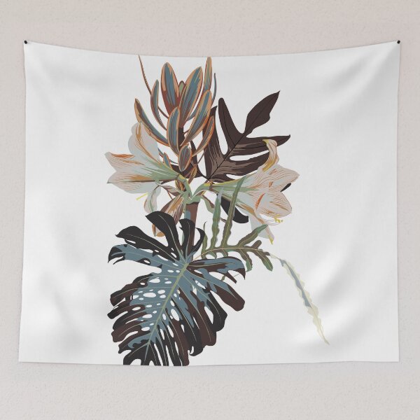 Item preview, Tropical flowers and plants. Bouquet of flowers. Exotic, jungle, tropic in blue brown tones. designed and sold by MatyKotiv.