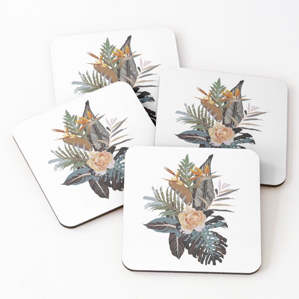 Item preview, Tropical flowers and plants. Bouquet of flowers. Exotic, jungle, tropic in blue brown tones. designed and sold by MatyKotiv.
