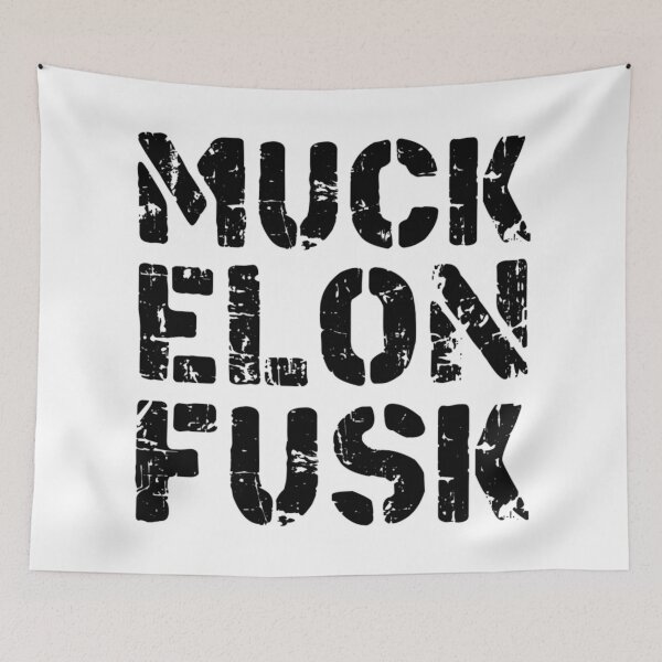 Item preview, muck elon fusk fuck elon musk, muck fusk, no elon, muck elon fusk, tesla bumper decal  black designed and sold by ramwebroom.