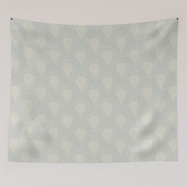 Item preview, Serene harmonious Japandi style geometric scallops linen textured 2c designed and sold by Designsbyluzia.