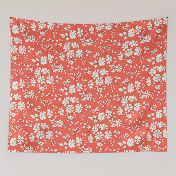 Item preview, fabric features a red and white floral pattern designed and sold by Yonacreation.
