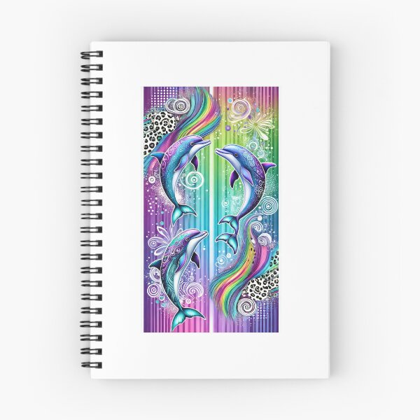 Item preview, Psychedelic Neon Dolphins – Vibrant Rainbow Ocean Fantasy Art designed and sold by LDArtWork.