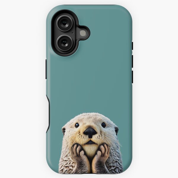 Item preview, Cute Sea Otter on Teal Solid. Minimalist. Coastal. Adorable. designed and sold by kierkegaard.