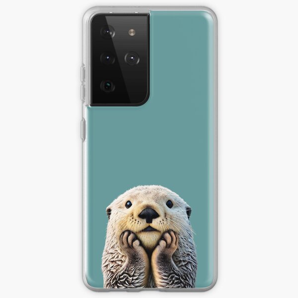 Item preview, Cute Sea Otter on Teal Solid. Minimalist. Coastal. Adorable. designed and sold by kierkegaard.