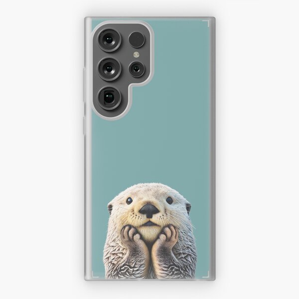 Item preview, Cute Sea Otter on Teal Solid. Minimalist. Coastal. Adorable. designed and sold by kierkegaard.