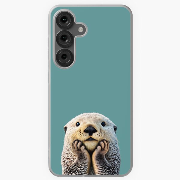 Item preview, Cute Sea Otter on Teal Solid. Minimalist. Coastal. Adorable. designed and sold by kierkegaard.