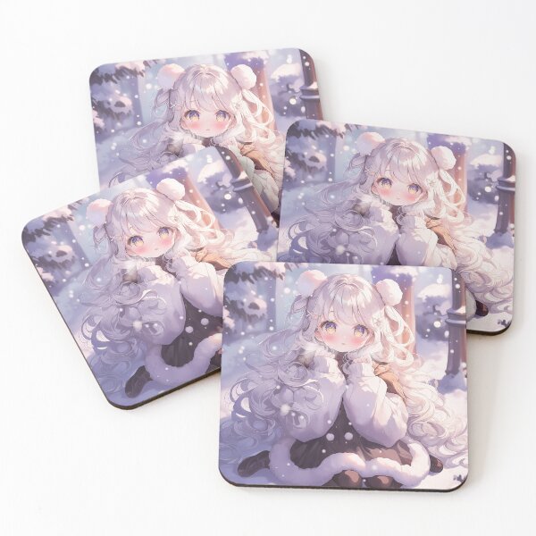 Item preview, Cozy Winter Bear Girl in Snow – Dreamy Fantasy Anime Art designed and sold by Kawai Anime Shop.