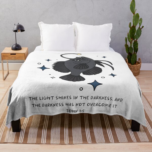 Item preview, Light Shines In Darkness Christian Bible Verse Anglerfish designed and sold by FantasyFablesC.