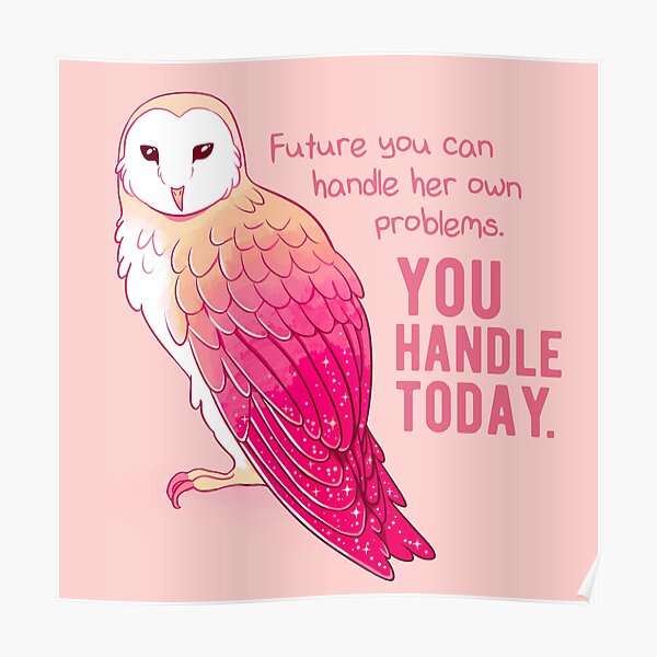 "You Handle Today" Encouraging Pink Barn Owl Poster