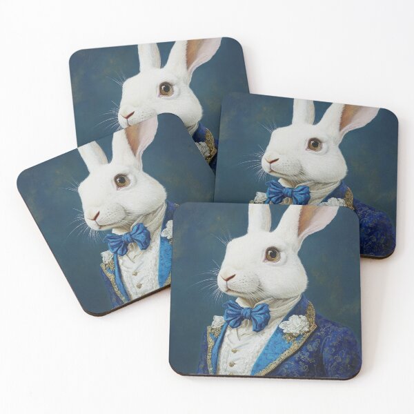 Item preview, A white rabbit in a blue tailcoat designed and sold by Julia Shepeleva.