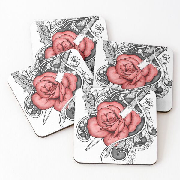 Item preview, Dagger Through Rose – Symbolic Zentangle Floral Art designed and sold by DianaZenArt.