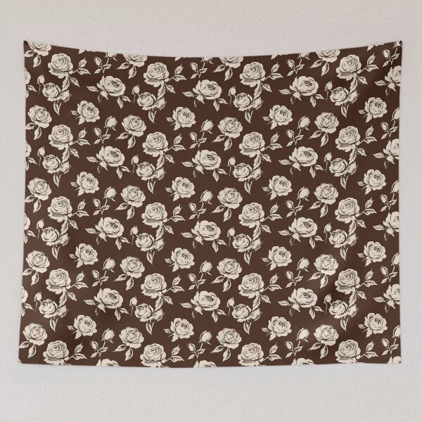 Item preview, Vintage Rose Pattern: Elegant Floral Design in Brown and Cream designed and sold by MVXX.