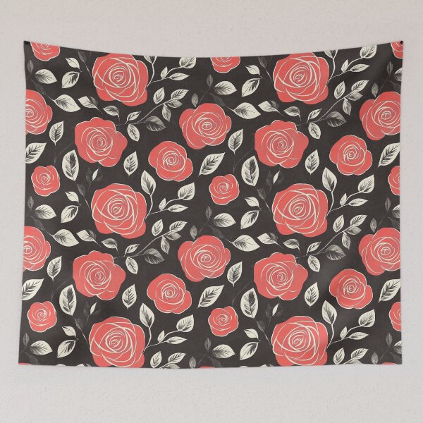 Item preview, Seamless Coral Roses: Modern Floral Pattern on Black designed and sold by MVXX.