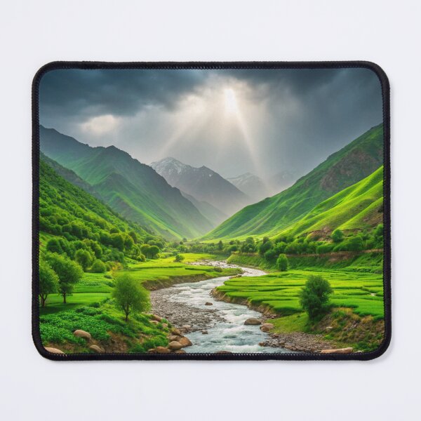 Item preview, landscape, beautiful view, nature, health, amazing, photo, world, travel, mountain, sky, sun light, cloudy, tree, river, green, forest designed and sold by NAVAL00.