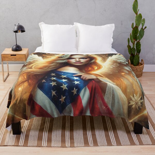 Item preview, Patriotic Angel Glory with American Flag – Mystical Freedom Art designed and sold by DruArtis.