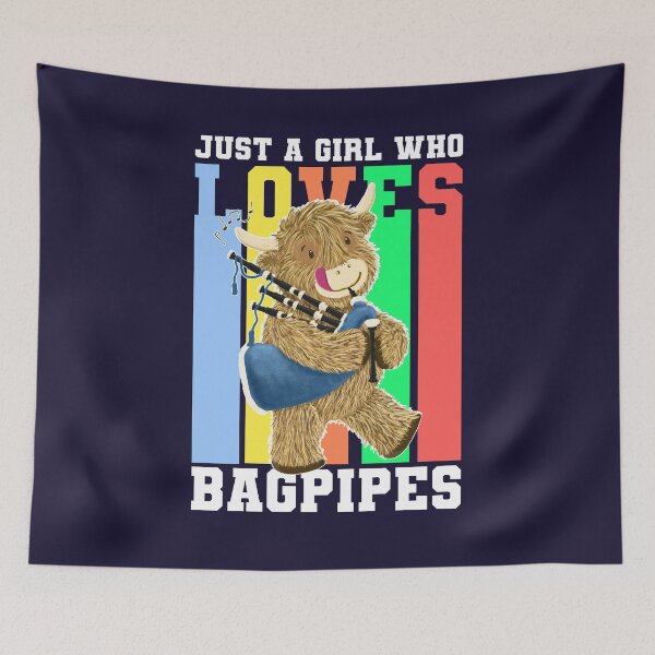 Item preview, Scottish Highland Cow Just A Girl Who Loves Bagpipes designed and sold by brodyquixote.