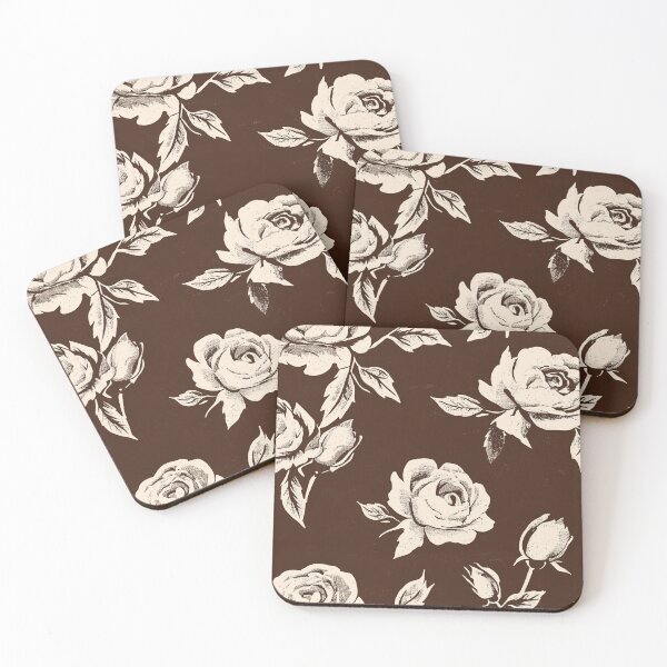 Item preview, Vintage Rose Pattern: Elegant Floral Design in Brown and Cream designed and sold by MVXX.