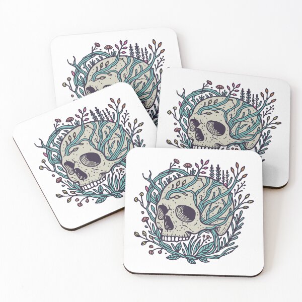 Item preview, Detailed Skull Artwork Interwoven with Nature and Floral Elements designed and sold by portokalis.