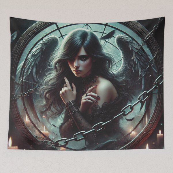 Item preview, Dark Mystical Angel with chains – Enchanted Gothic Fantasy Art designed and sold by DruArtis.