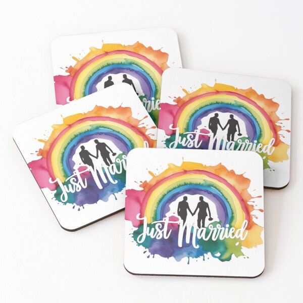 Item preview, Just married rainbow design for newlywed couples designed and sold by StormArte.