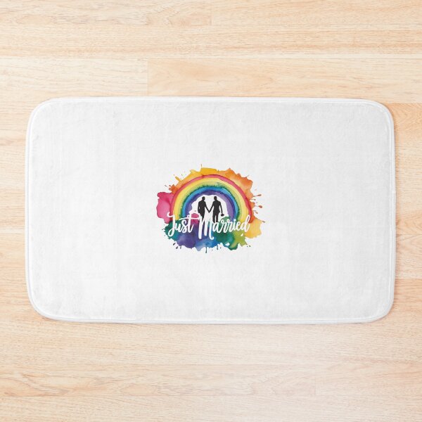 Item preview, Just married rainbow design for newlywed couples designed and sold by StormArte.