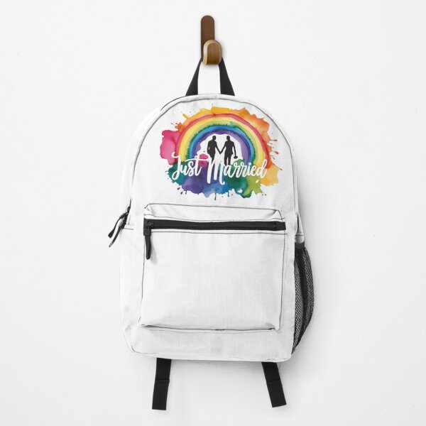 Item preview, Just married rainbow design for newlywed couples designed and sold by StormArte.
