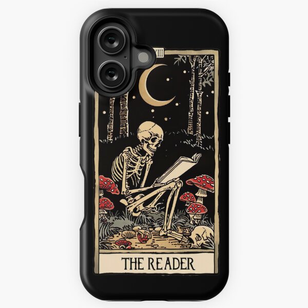 Artikel-Vorschau von Der Leser antike Tarotkarte – Totenkopf und Pilze mit Mond, designt und verkauft von Fantasy Cache.