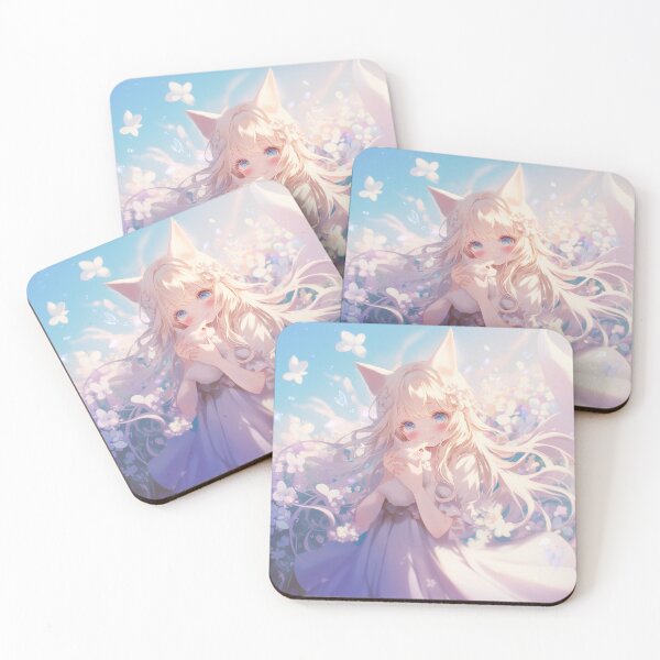Item preview, Dreamy Fox Girl in a Flower Field – Soft Fantasy Anime Art designed and sold by Kawai Anime Shop.