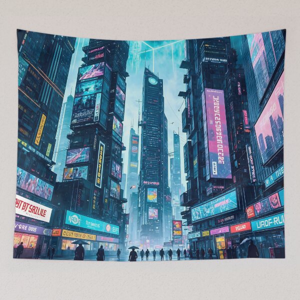 Item preview, Rainy Cyberpunk Cityscape designed and sold by Ink Art Design.