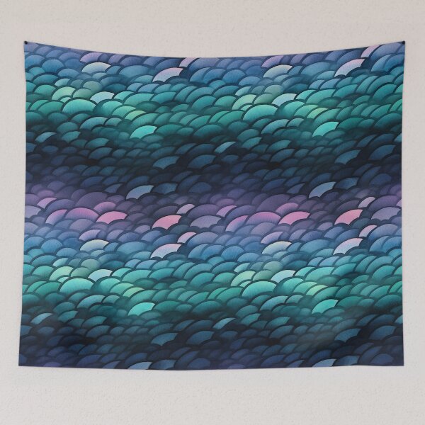 Item preview, Irridiscent Blue Scale Watercolor Print, Mermaid Scale designed and sold by DigitaICraft.