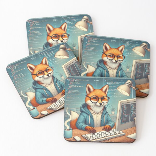 Item preview, Cyber Fox Coder | Futuristic Tech Programming Art designed and sold by Warm Bowl Studio.