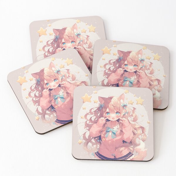 Item preview, Playful Fox Girl with Stars – Cute Fantasy Anime Aesthetic designed and sold by Kawai Anime Shop.