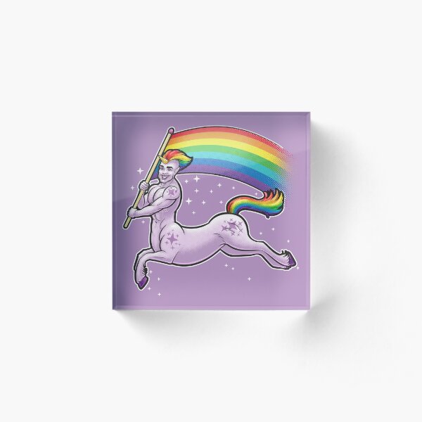 Big Gay Pride Unicorn Centaur Acrylic Block