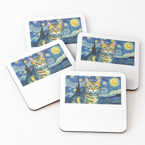 Item preview,  cat starry night designed and sold by FitEnvy.