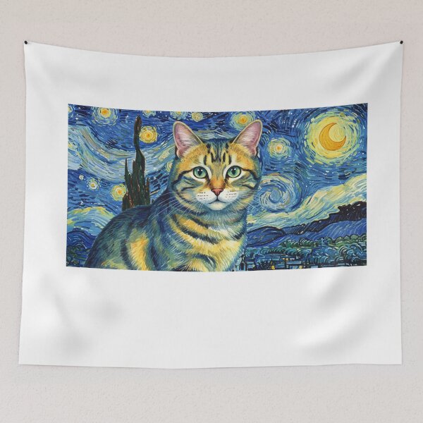 Item preview,  cat starry night designed and sold by FitEnvy.