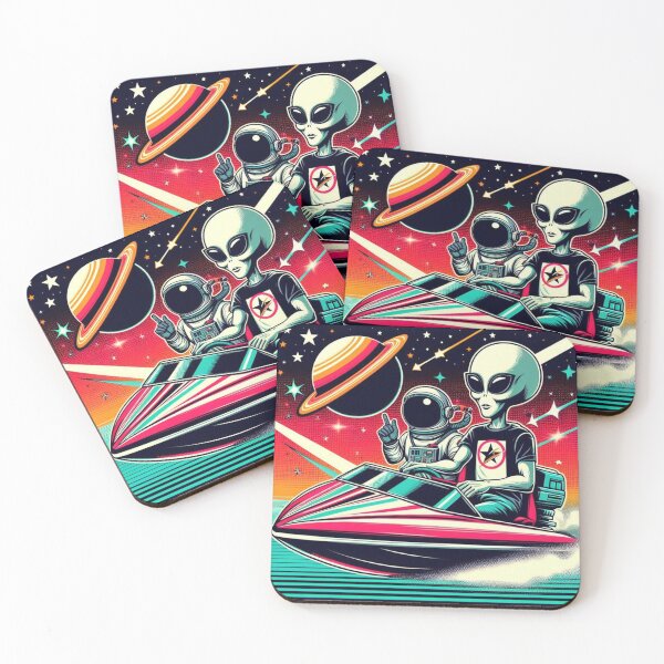 Item preview, Alien and his friend Astranaut using a speedboat in space designed and sold by Dogandesighn.