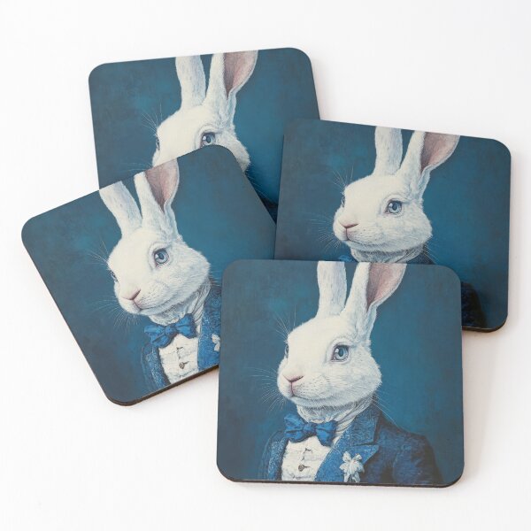 Item preview, A white rabbit in a blue tailcoat designed and sold by Julia Shepeleva.