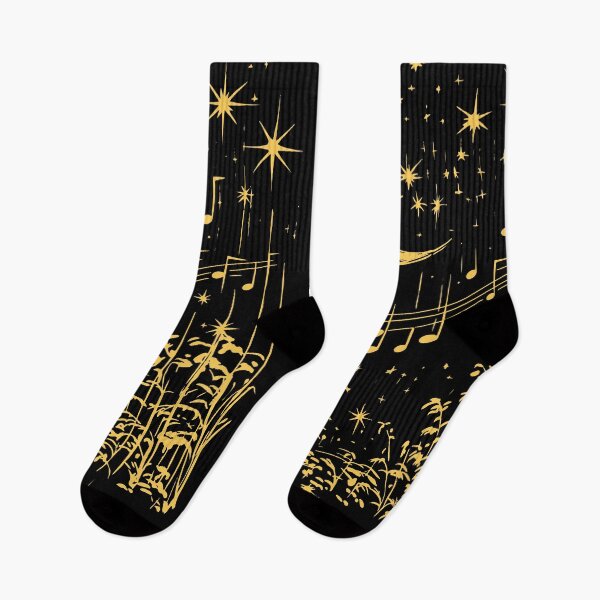 Item preview, Melodic Moon Art - Golden Musical Notes Night Symphony Print designed and sold by TuncGK.