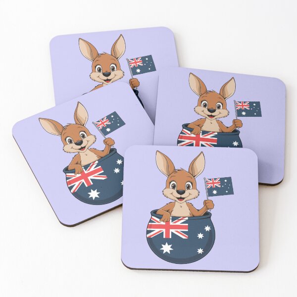 Item preview, Aussie Spirit – Kangaroo with Australian Flag designed and sold by WildlifeInc.