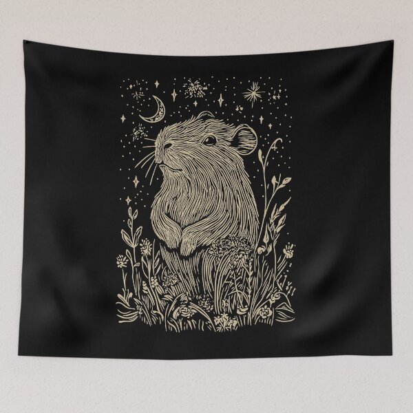 Item preview, Gentle Capybara Moon Art - Peaceful Golden Wildlife Print designed and sold by TuncGK.