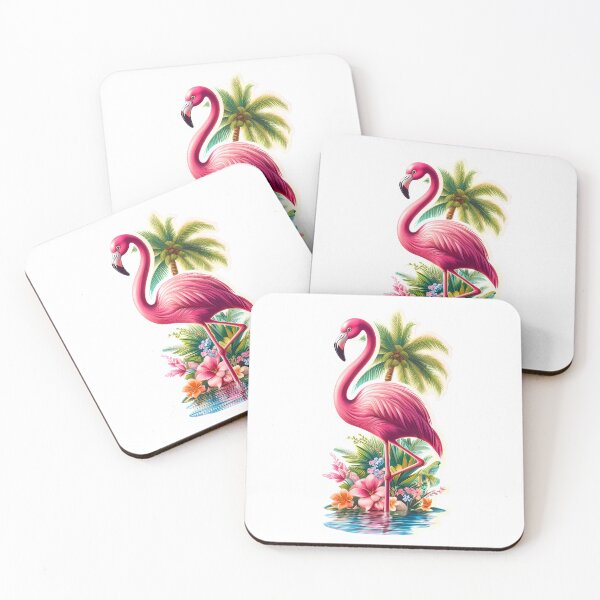 Item preview, Pretty flamingo with flowers and palm tree designed and sold by Heidi25L.