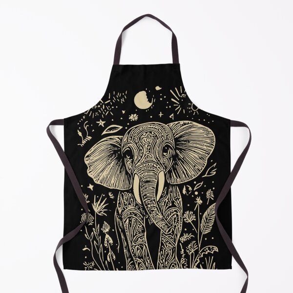Item preview, Wise Elephant Moon Art - Sacred Golden Guardian Print designed and sold by TuncGK.