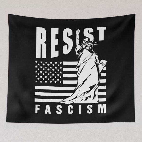 Item preview, Resist Fascism Statue of Liberty USA Flag FDT Stickers designed and sold by EthosWear.