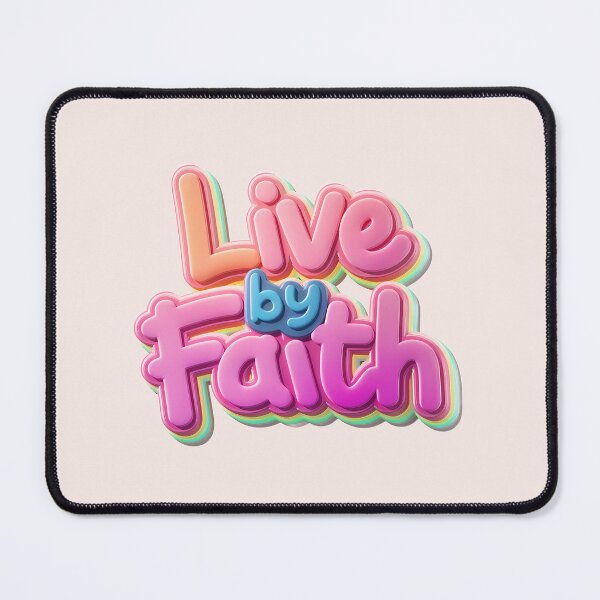 Item preview, Live by Faith – Heb. 10:38 Kawaii Pink 3D Christian Quote designed and sold by  KnitLuv.