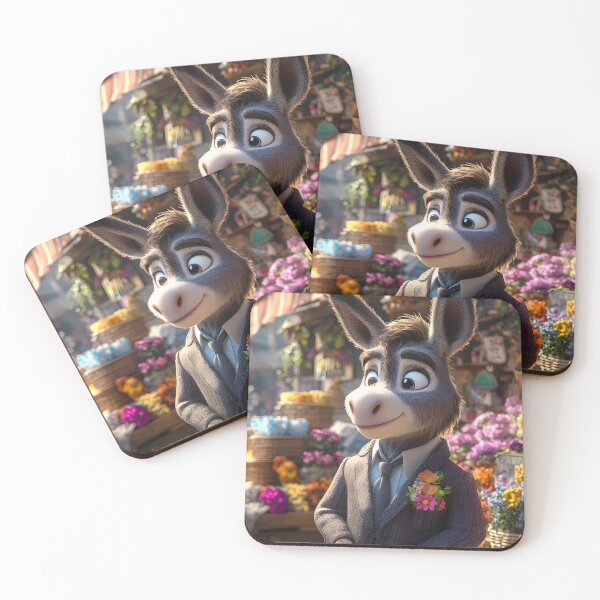 Item preview, Dapper donkey with flowers in vibrant street market designed and sold by Artessie.