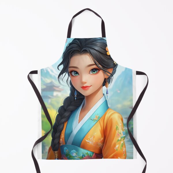 Item preview, Elegant woman in traditional attire with floral elements designed and sold by Artessie.