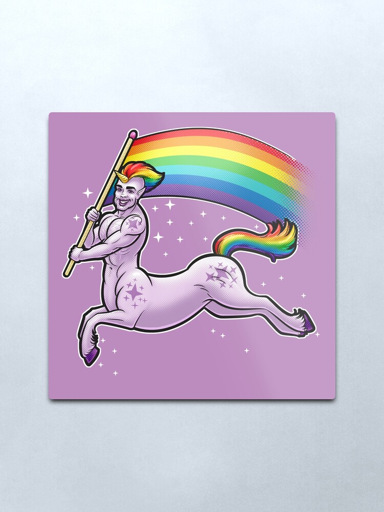 Alternate view of Big Gay Pride Unicorn Centaur Metal Print