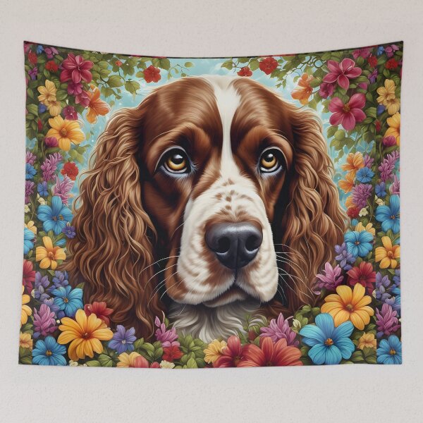 Item preview, Show cocker spaniel dog with flowers, fantasy dog designed and sold by Coolparrotgirl.