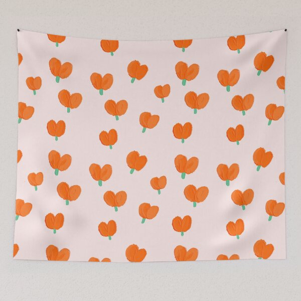 Item preview, Painted orange tulip pattern with pink background designed and sold by cherry by hs (coucou).